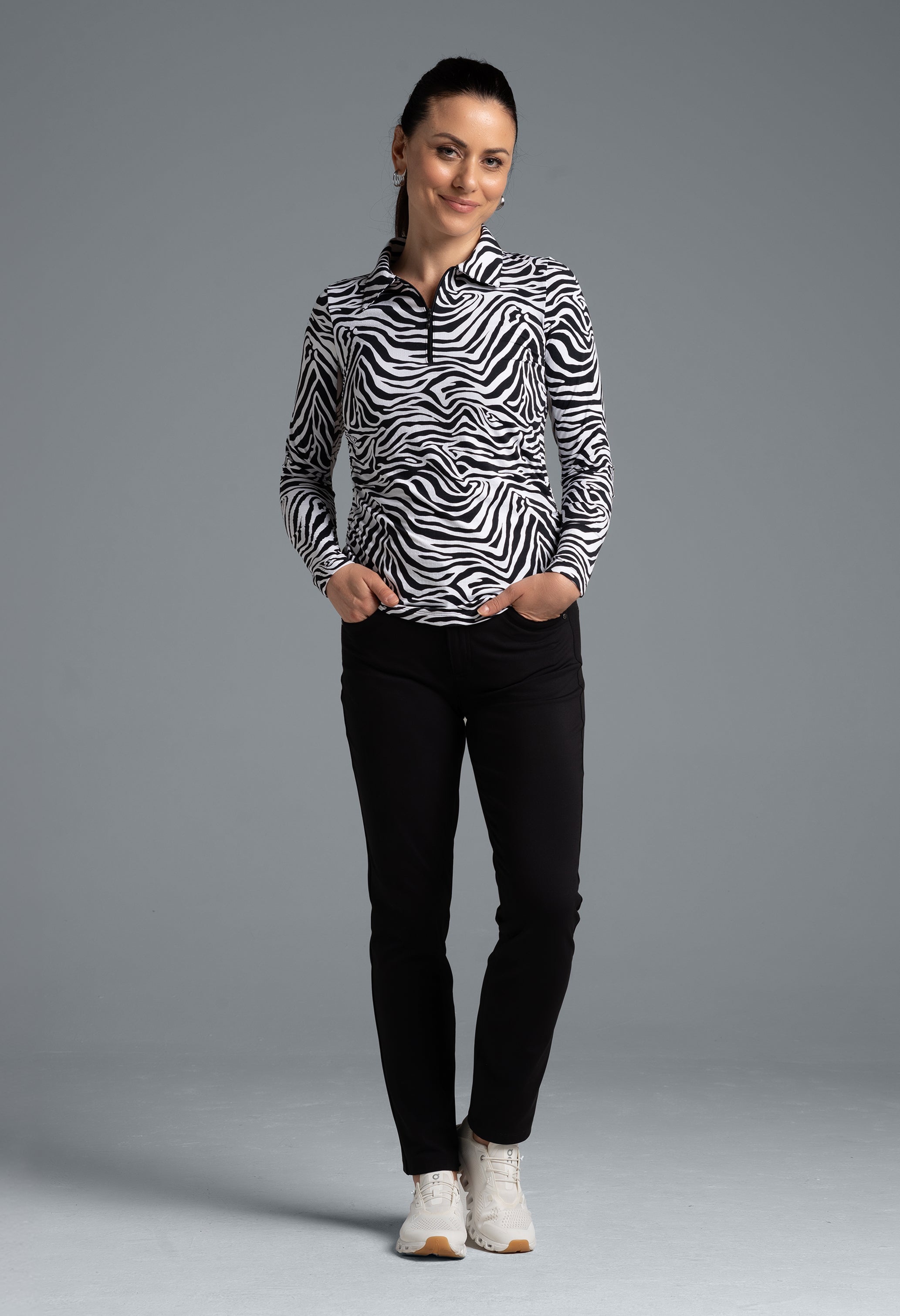 Cecilia Print Adjustable Length Long Sleeve Polo ¨C 48932
